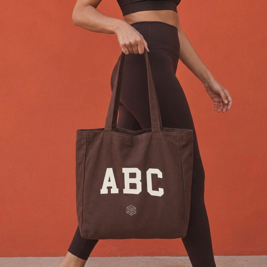 תיק Wellness בגוון קקאו עם מיתוג ABC לבן